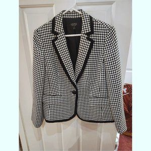 One Button Framed Notch Collar Houndstooth Jacket